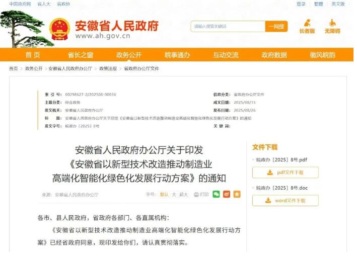经省政府同意，安徽印发重要行动方案（全文）